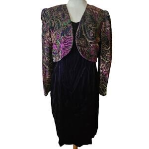 Vintage Purple Velvet Jacket Dress Size 12